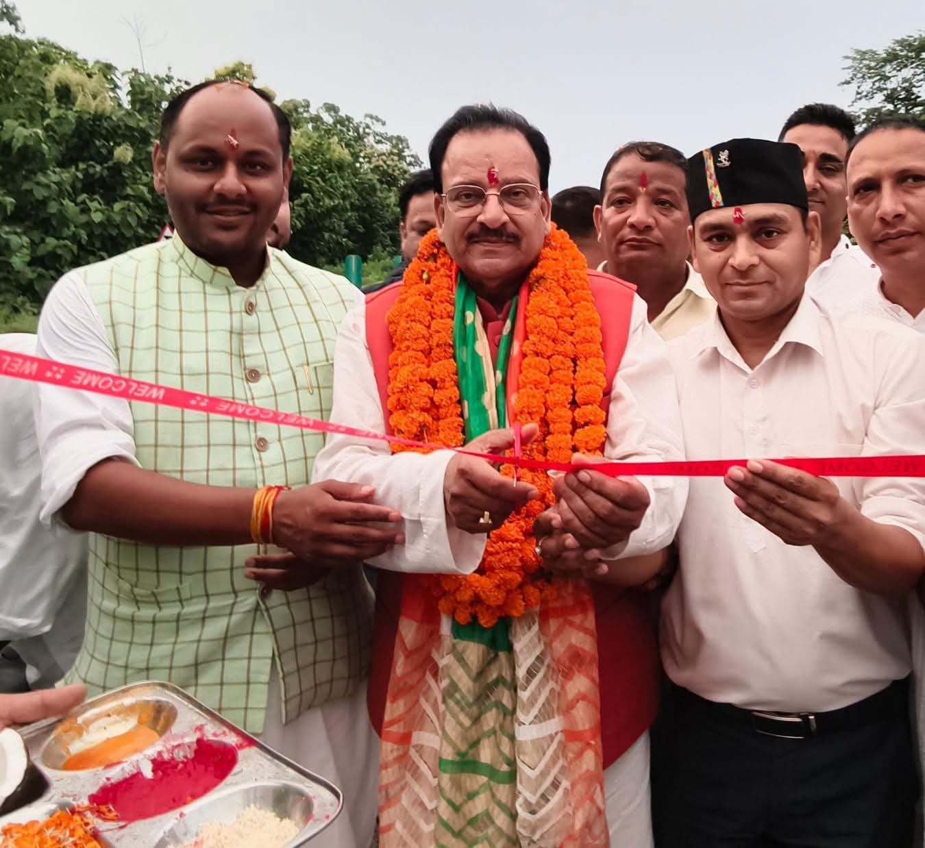 IMG 20260816 WA0010 लालकुआं में विकास की नई पहल, सांसद अजय भट्ट ने किया स्वागत द्वार व तिरंगा लाइट का लोकार्पण